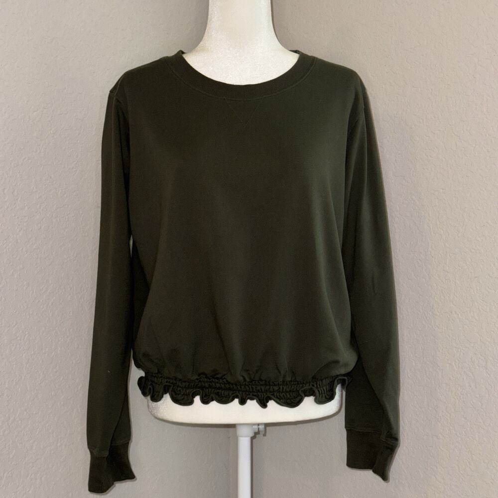 Michael Kors Ivy Green Basics Ruffle Long Sleeve Women's XL Casual Boho